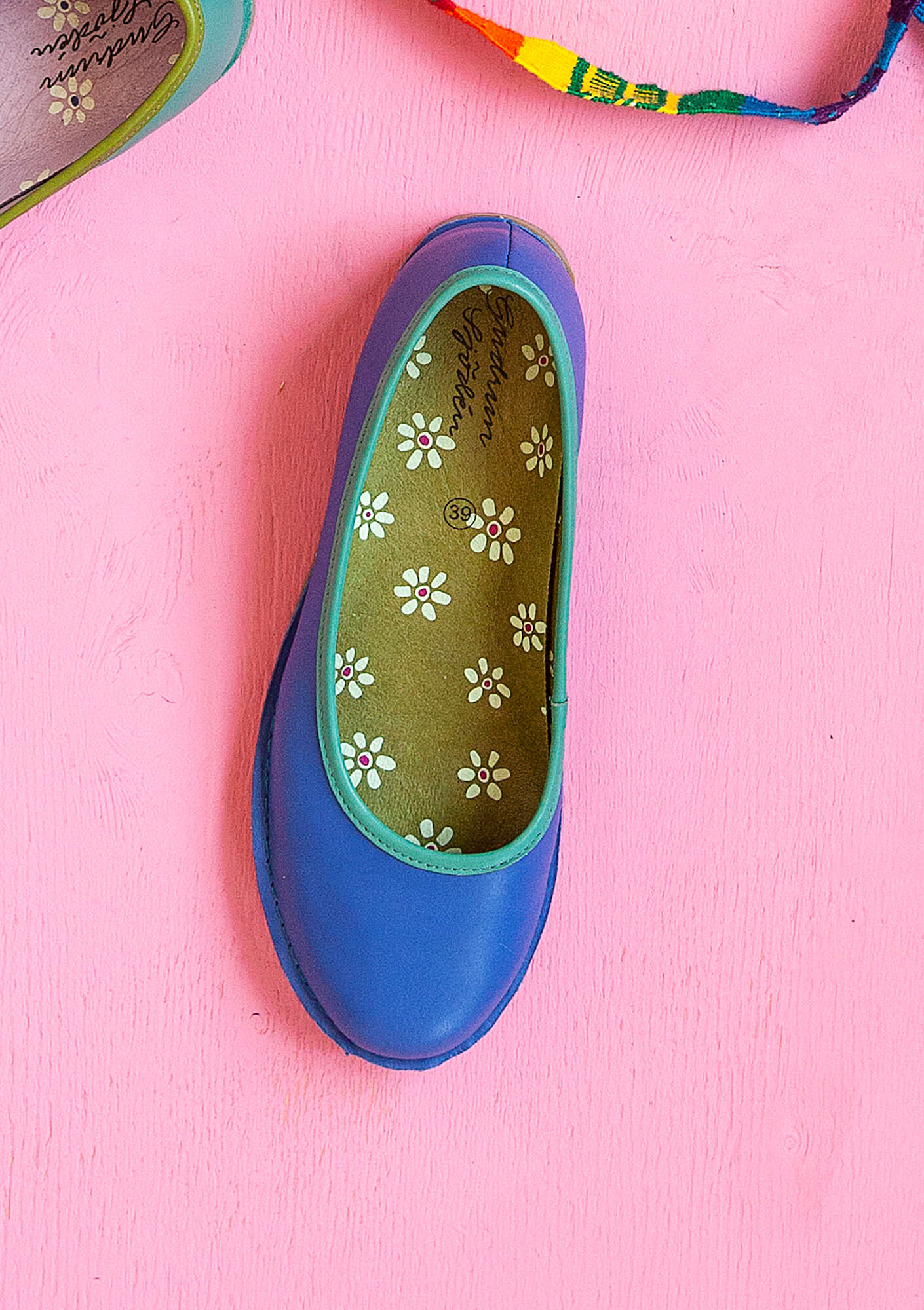 “Ester” nappa ballerina shoes sky blue