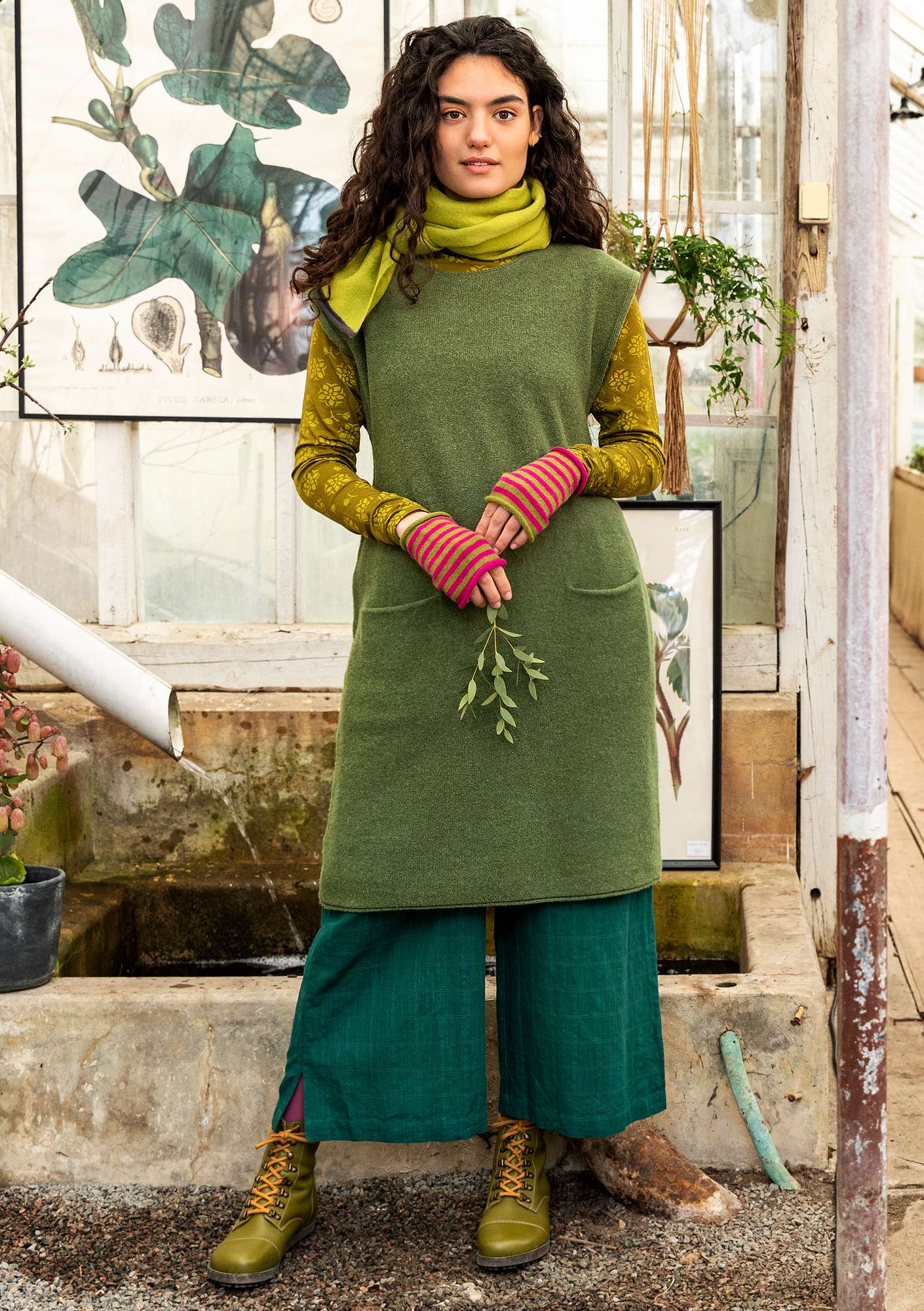 Gebreide jurk van lamswol/gerecycled polyamide koriander thumbnail
