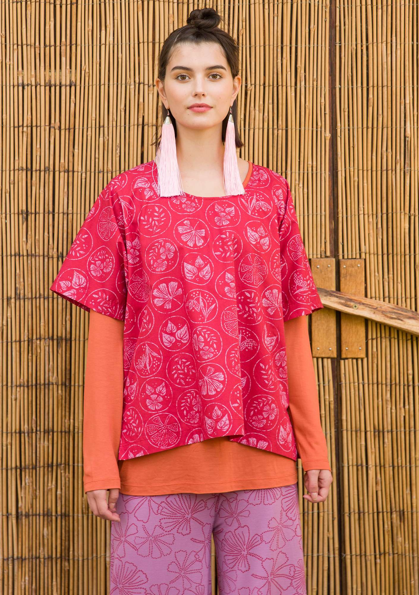 Bluse „Kusama“ aus Öko-/Recycling-Baumwolle kirsche