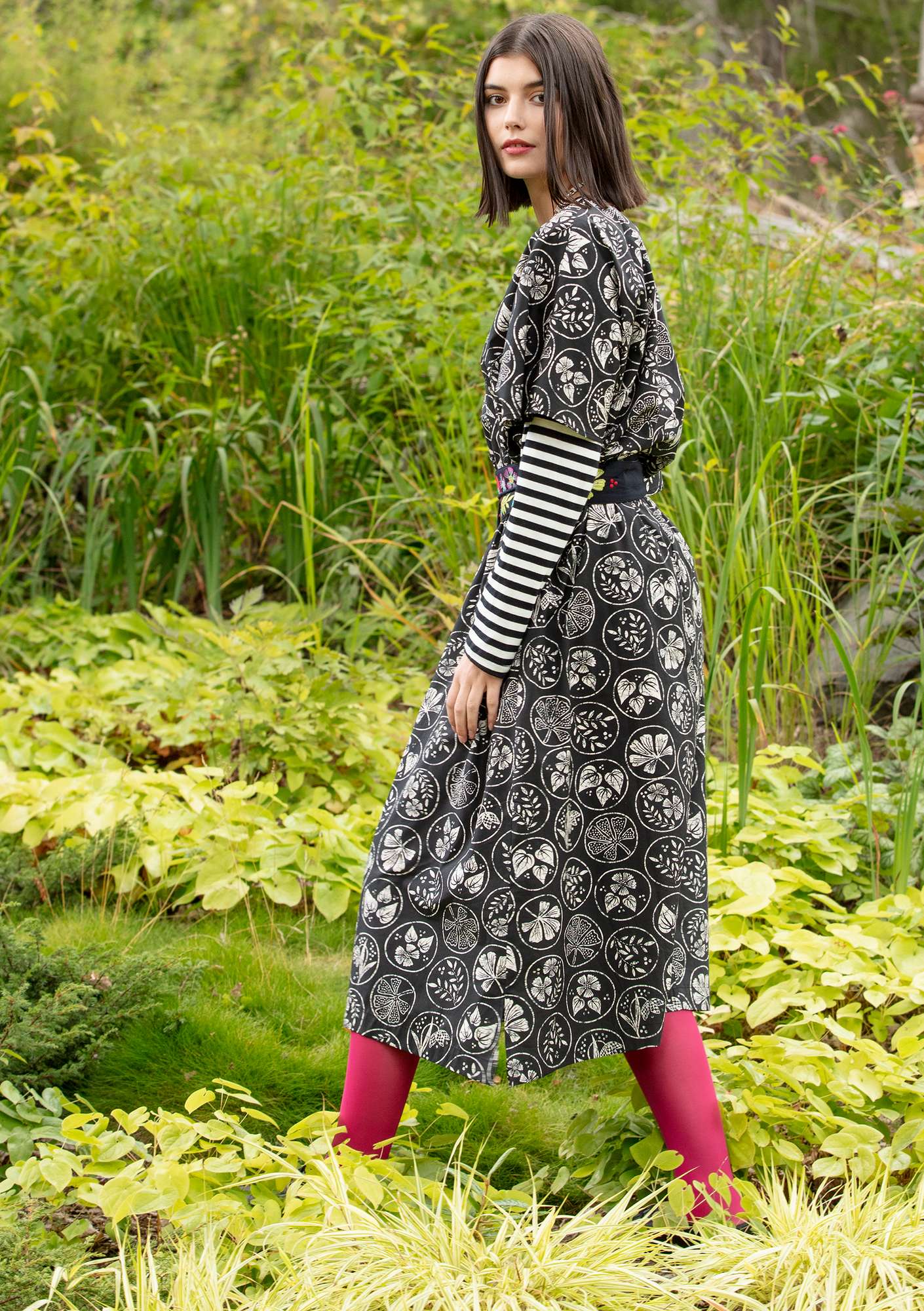 Geweven jurk  Kusama  van biologisch/gerecycled katoen zwart thumbnail