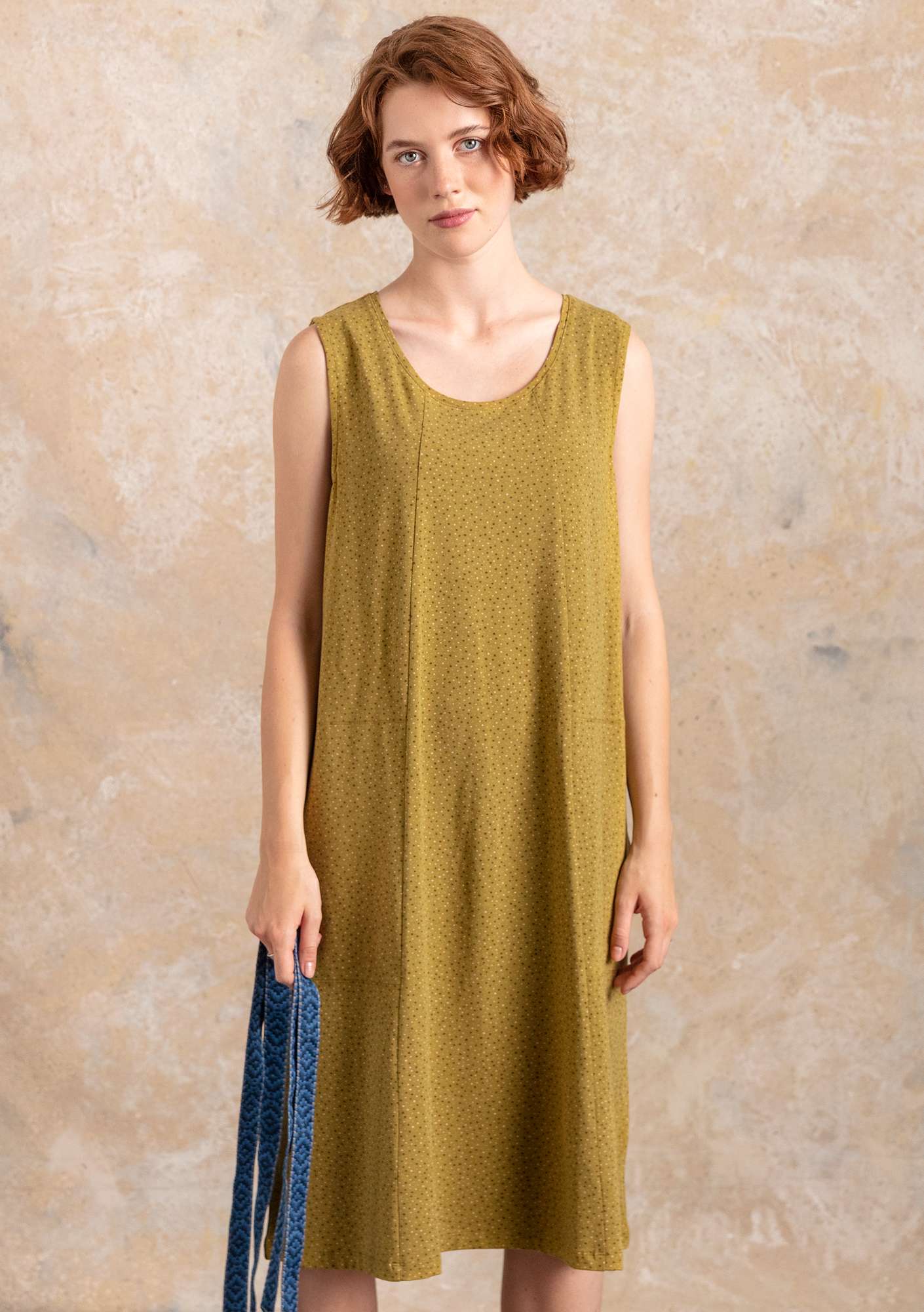 “Iliana” organic cotton/elastane jersey dress olive/patterned thumbnail