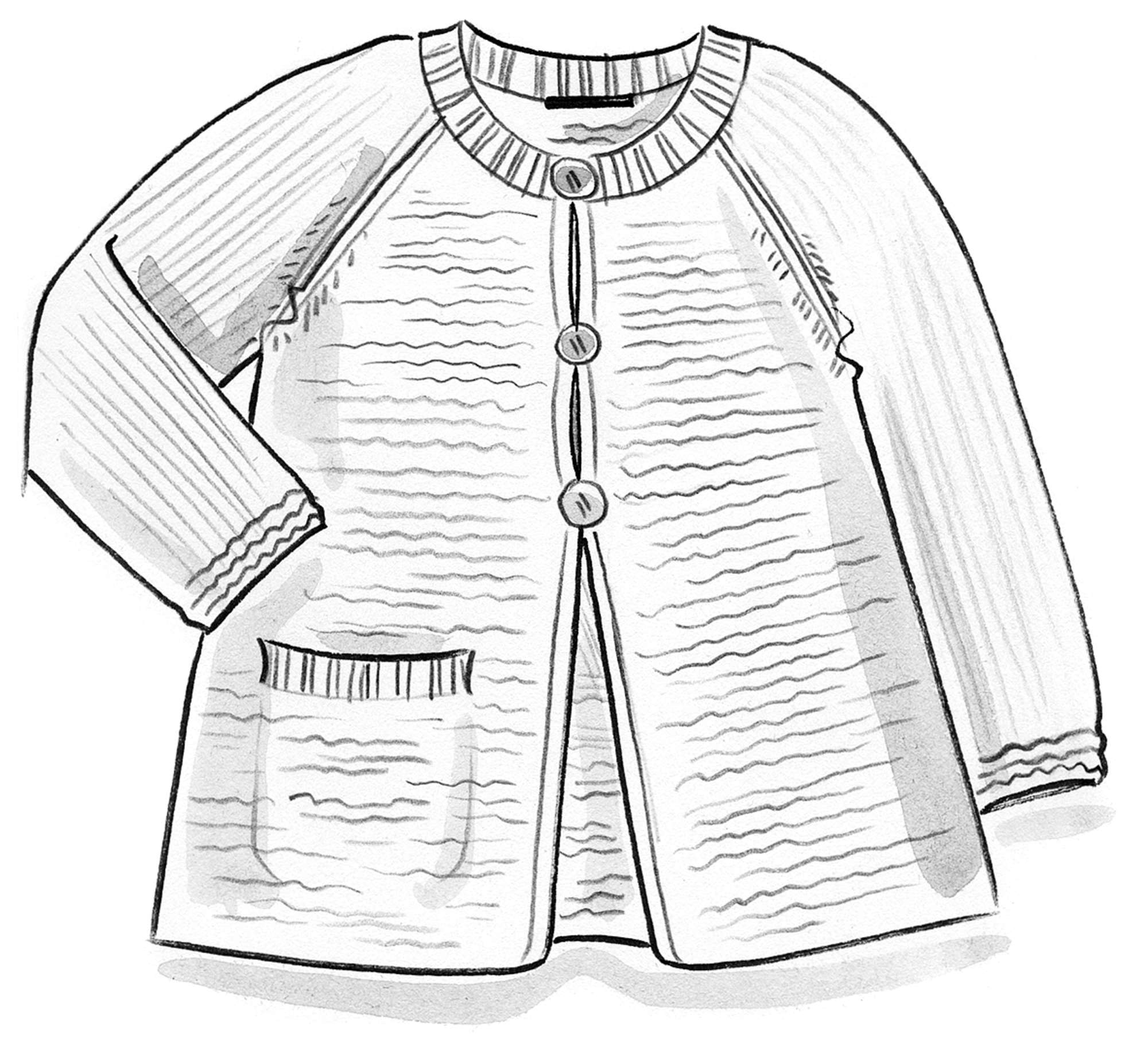 Handgestrickte Jacke aus Öko-Baumwolle/Wolle