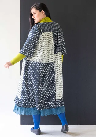 Geblümtes Kleid „1976“ aus Bio-Baumwolle - schwarz
