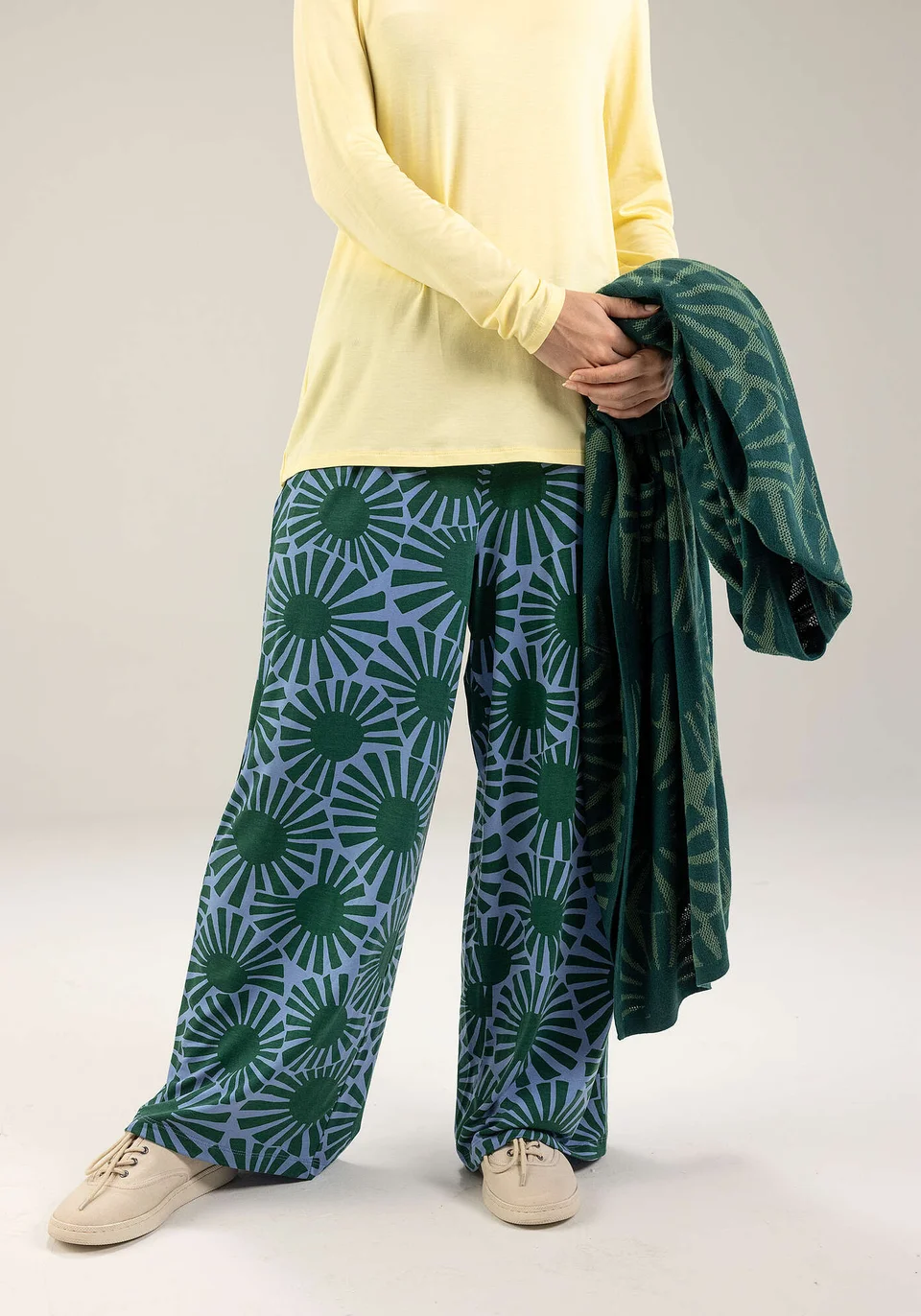 Pantalon "Taiyoko" en jersey de lyocell/élasthanne - vert forêt humide