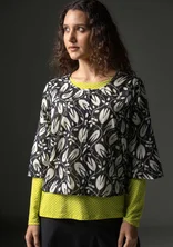 Blouse "Kelly" en coton biologique tissé - noir/motif