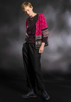 Trousers in a woven organic cotton/linen blend - black