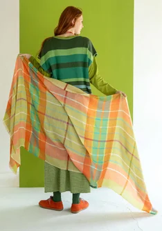 “Evania” woven wool scarf - avocado