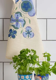 “Desert Bloom” organic cotton tea towel - linbl