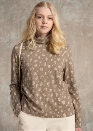 Jersey-Rollkragenshirt „Taiga“ aus Bio-Baumwolle/Leinen - taupe