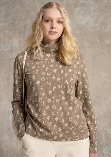 Jersey-Rollkragenshirt „Taiga“ aus Bio-Baumwolle/Leinen - taupe