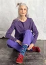 Organic cotton/elastane jersey trousers (amethyst XS)