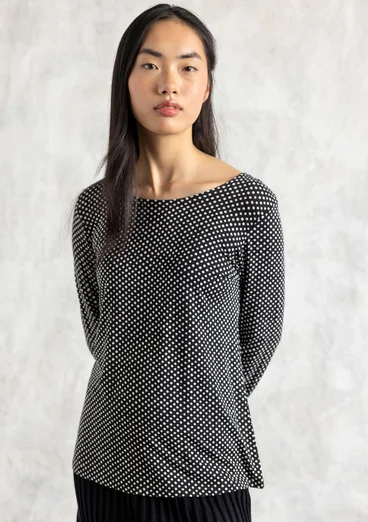 “Tina” lyocell/elastane jersey top - black/patterned