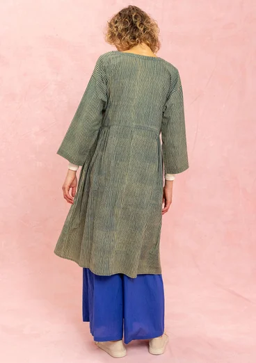 Robe tissée ”Rose hip” en coton biologique - indigo vert