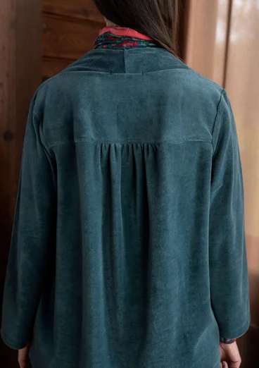 Veloursjacke „Nora“ aus Bio-Baumwolle/Recycling-Polyester - indigogrün