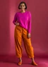 Woven pants in organic cotton dobby1 (henna M)