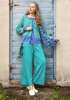 “Arholma” organic cotton/modal jersey trousers - aqua green