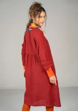 “Bodil” woven linen dress - lingonberry