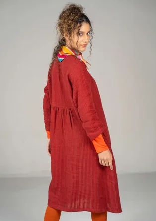 “Bodil” woven linen dress - lingonberry