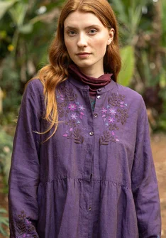 Robe "Marianne" en tissu de coton biologique/lin - étang forestier