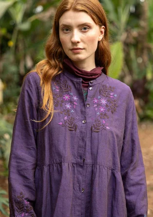 Robe "Marianne" en tissu de coton biologique/lin - étang forestier