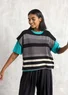 “Rut” knitted top in a blend of organic and recycled cotton (ash grey/stripe S)