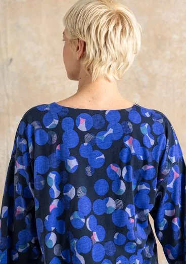 Tunique à motif/unie "Frida" en jersey de coton biologique - bleu cobalt/motif
