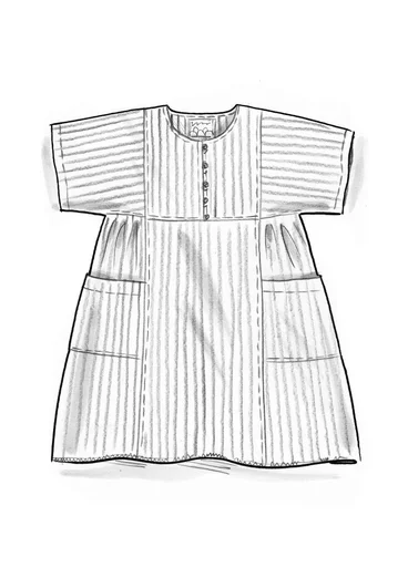 “Reflexions” woven organic cotton dress - black/light ecru