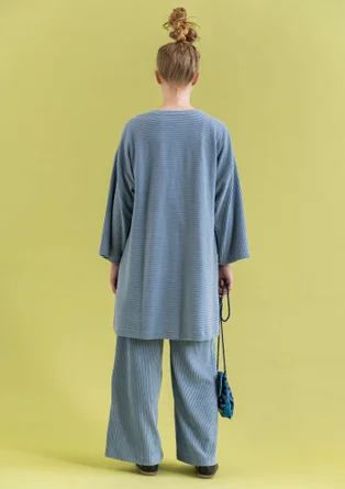 Kimono en velours de coton biologique/polyester recyclé - bleu pigeon