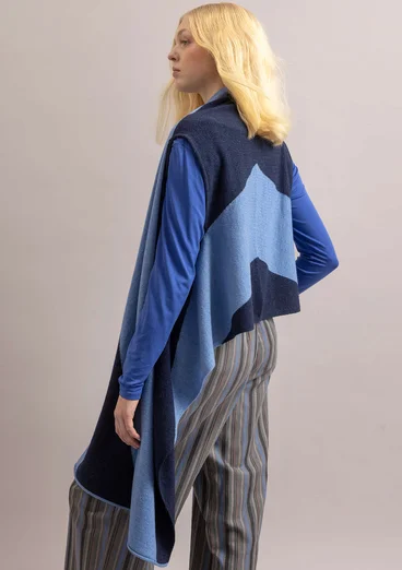 Gilet sans manches "Ray" en maille de laine d'agneau mélangée - bleu nuit/myosotis