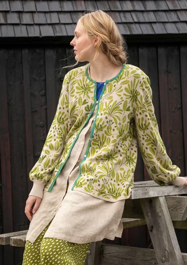 Strickjacke „Bohuslän“ aus Bio-/Recycling-Baumwolle - dunkelnatur
