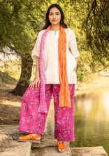 Broek "Nightingale" van geweven biologisch katoen - cerise