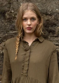 Einfarbiges Kleid „Frigg“ aus Bio-Baumwolle - fichte