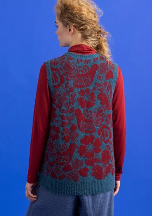 Gebreide slip-over "Meadow" van alpacamix/biologisch katoen - petrol
