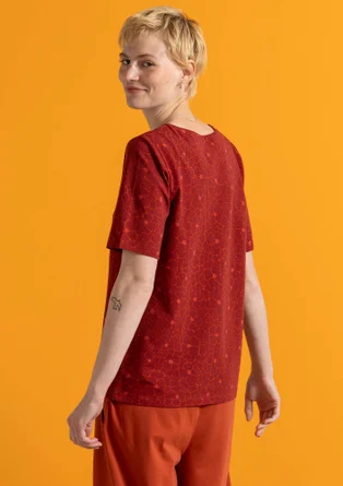 Jerseyshirt „Theia“ aus Bio-Baumwolle/Elasthan - dunkelachatrot-gemustert