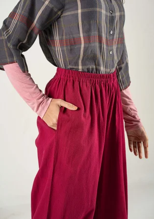 “Olivia” woven organic cotton harem trousers - red cabbage
