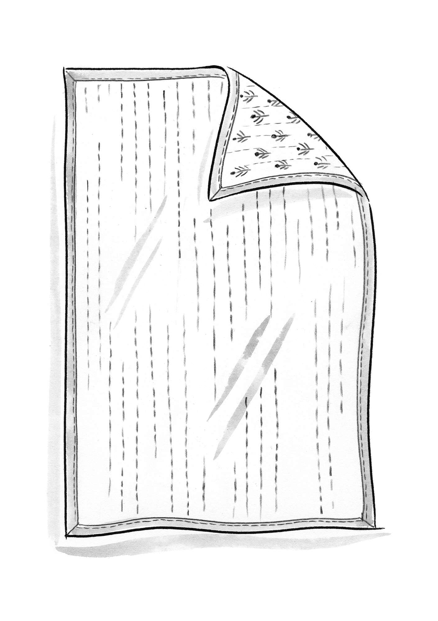 Blockdruck-Tagesdecke „Chandra“ aus Öko-Baumwolle (Einzelbettgröße)  wermutkraut