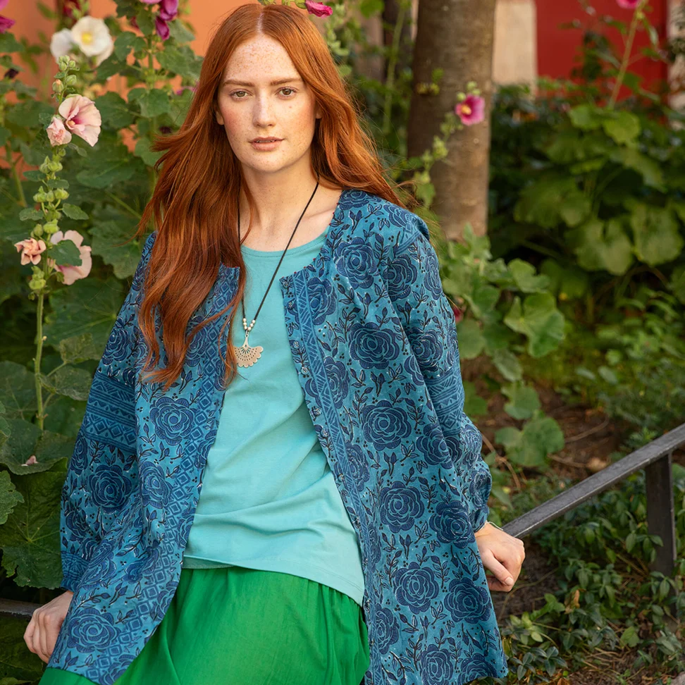 “Roza” woven organic cotton tunic - indigofera
