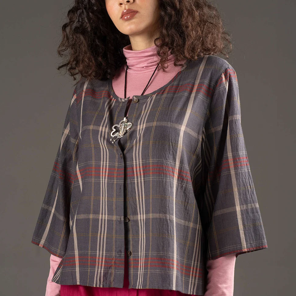 Webbluse „Kate“ aus Bio-Baumwolle - aschgrau