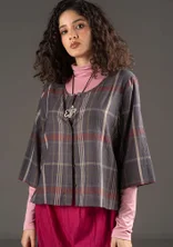Blouse "Kate" van geweven biologisch katoen - asgrijs