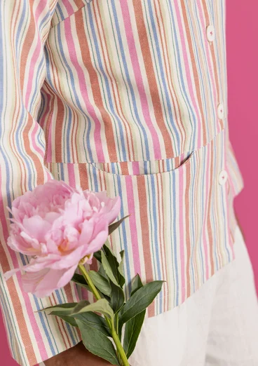 “Esme” woven organic cotton/linen jacket - multicoloured/striped