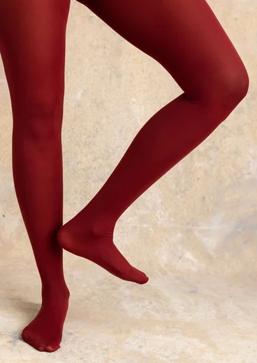 Einfarbige Strumpfhose aus Recycling-Polyamid - dunkelachatrot