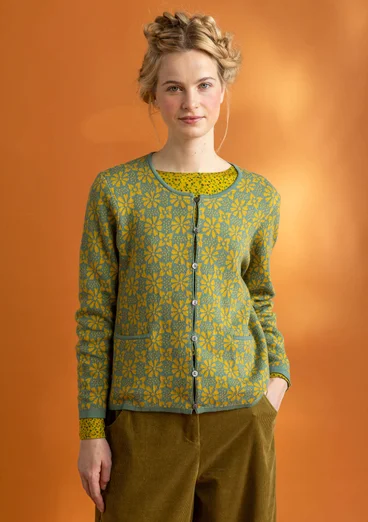 Strickjacke „Freja“ aus Bio-/Recycling-Baumwolle - meeresgrün