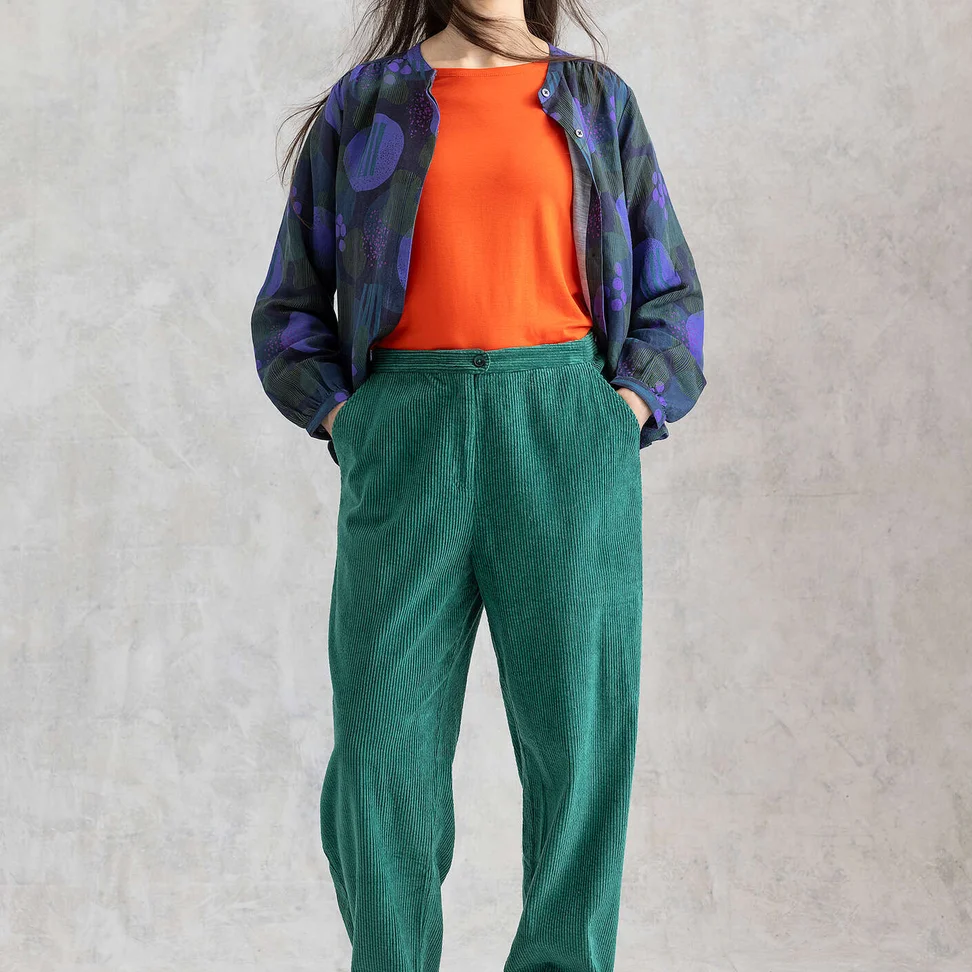 Corduroy broek "Rime"van biologisch katoen - licht flessengroen