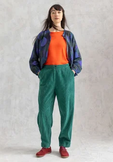 Corduroy broek "Rime"⁠van biologisch katoen - licht flessengroen