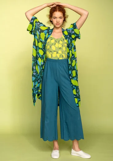 Trikåbyxa i ekologisk bomull - ljus petrol