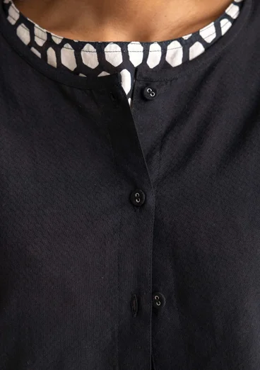 “Vendela” woven organic cotton blouse - black