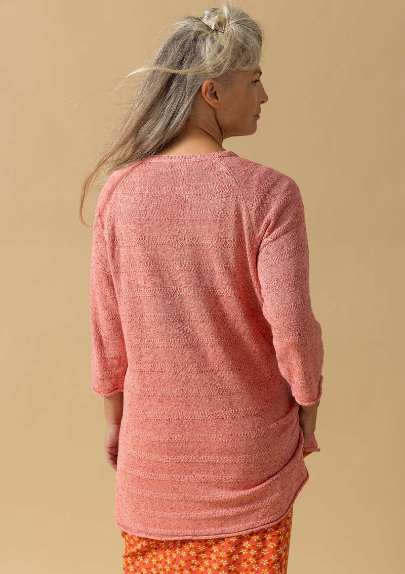 Linen/recycled cotton knit sweater pink opal