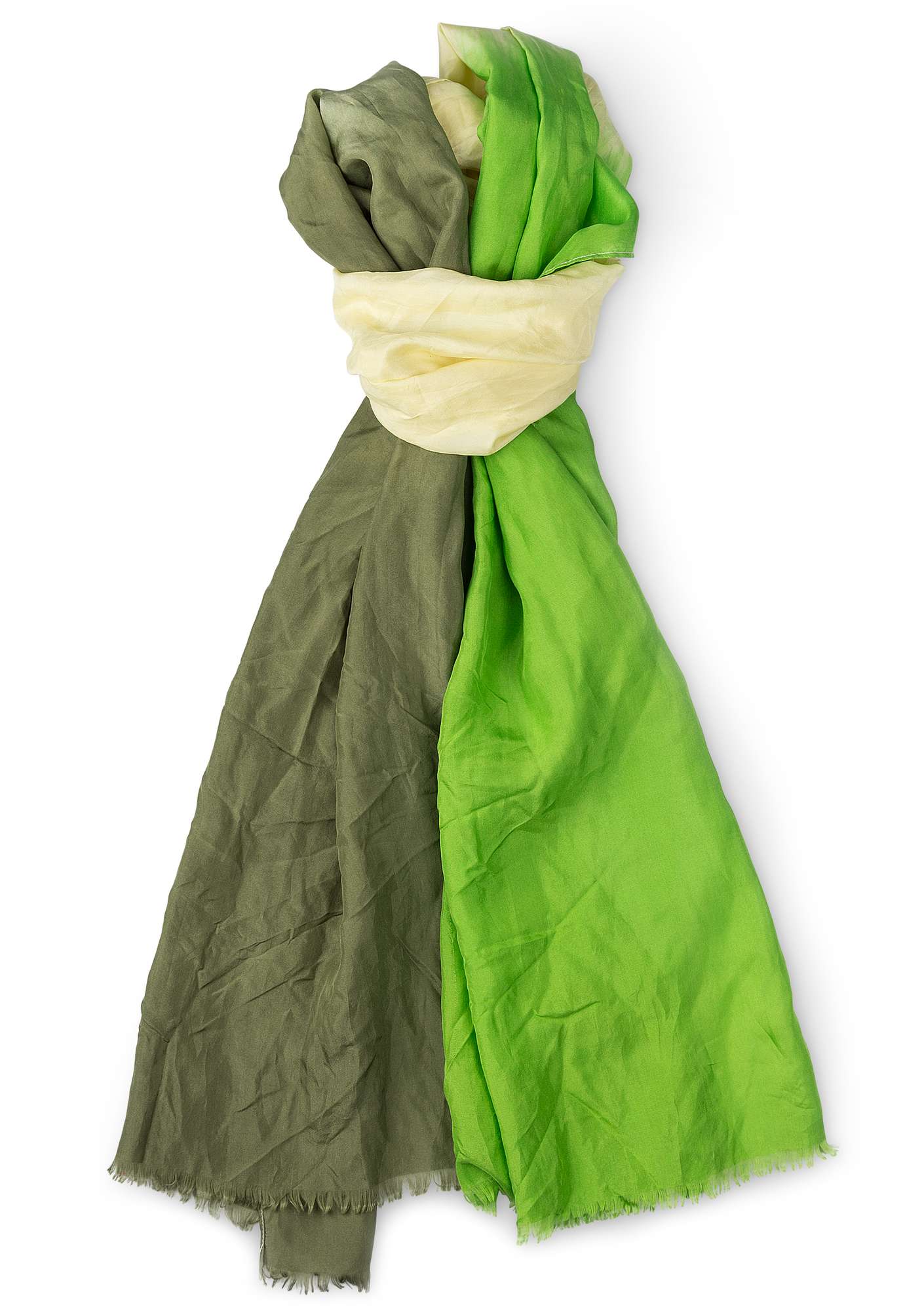 Écharpe  Dip-Dye  en soie sauge/vert petit pois thumbnail