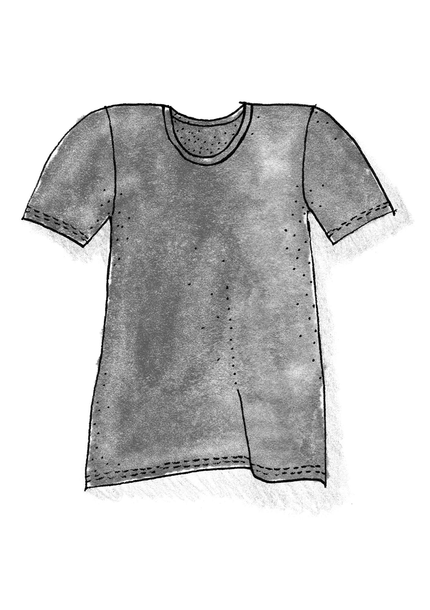 T-shirt van biokatoen/elastaan grijs gemêleerd thumbnail
