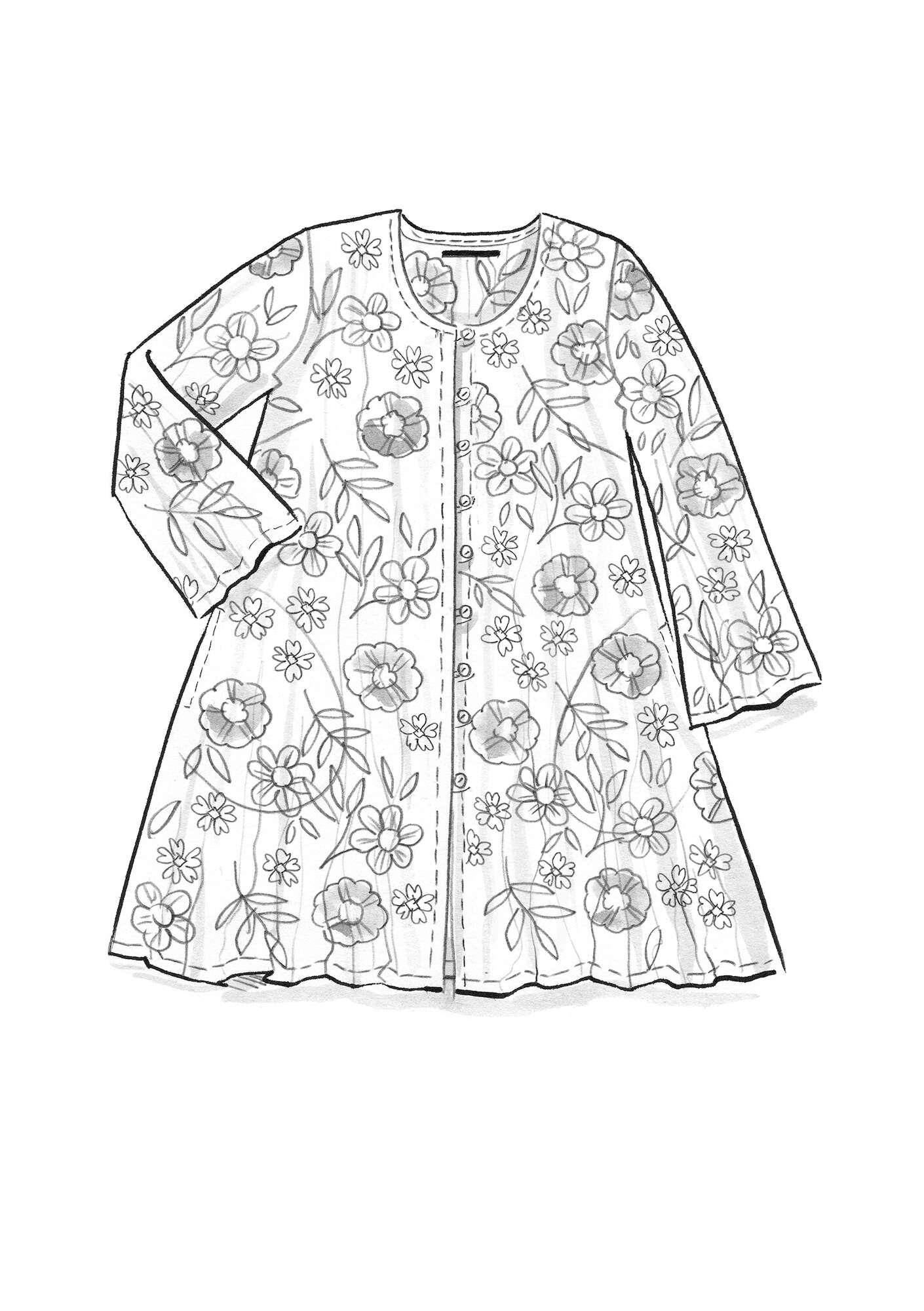 “Bouquet” tunic in woven organic cotton laburnum